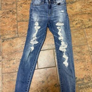 American Eagle Outfitters Ripped Blue Super Hi-Rise Jeggings